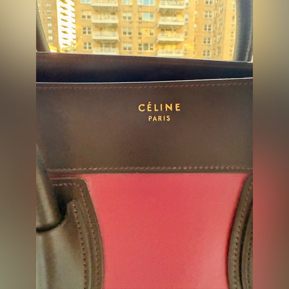 CÉLINE Luggage Mini Leather Tote Bag - Tricolor Leather Pink Purple Brown - Picture 11 of 14